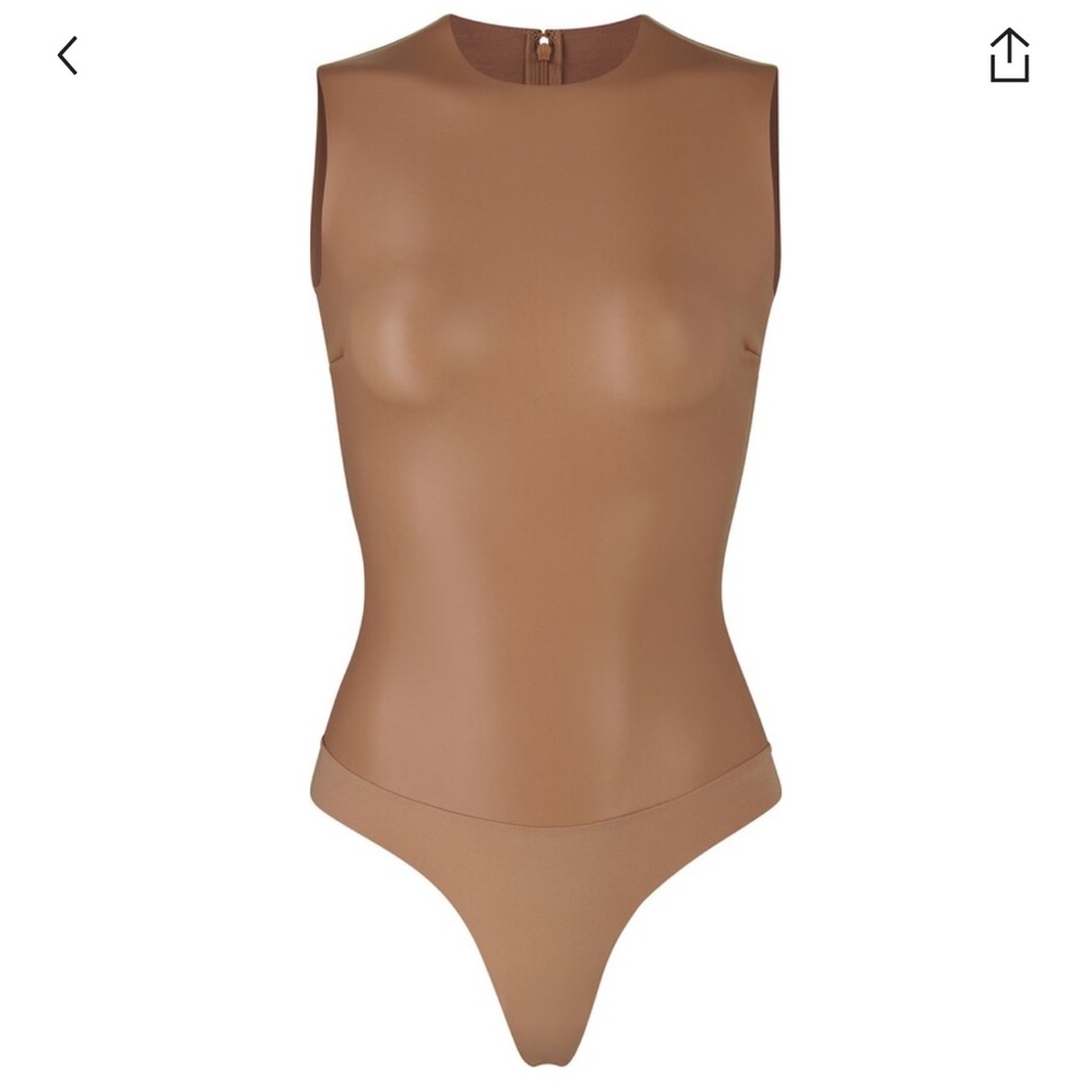 New with Tags SKIMS Faux Leather Crewneck Bodysuit